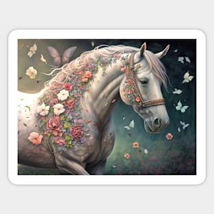 Horse with Flowers & Butterflies Sticker